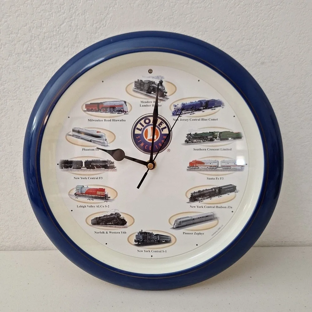 Vintage Blue Round Lionel Train Clock 12 Different Engine Sounds Tested & Works